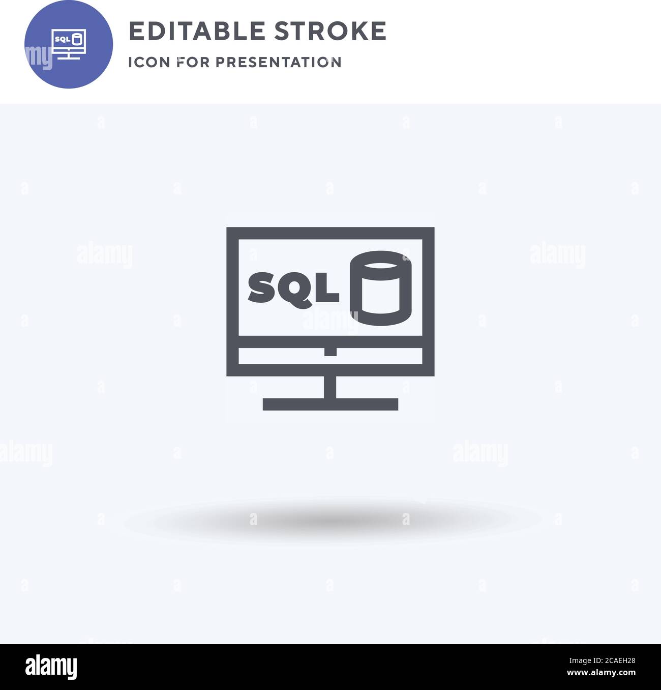 SQL-Symbolvektor, gefülltes flaches Zeichen, solides Piktogramm isoliert auf weiß, Logo-Illustration. SQL-Symbol für die Präsentation. Stock Vektor