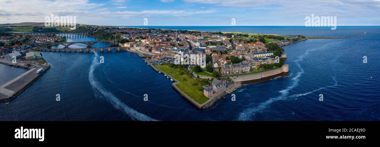 Luftaufnahme von Berwick-upon-Tweed, Northumberland, England. Stockfoto