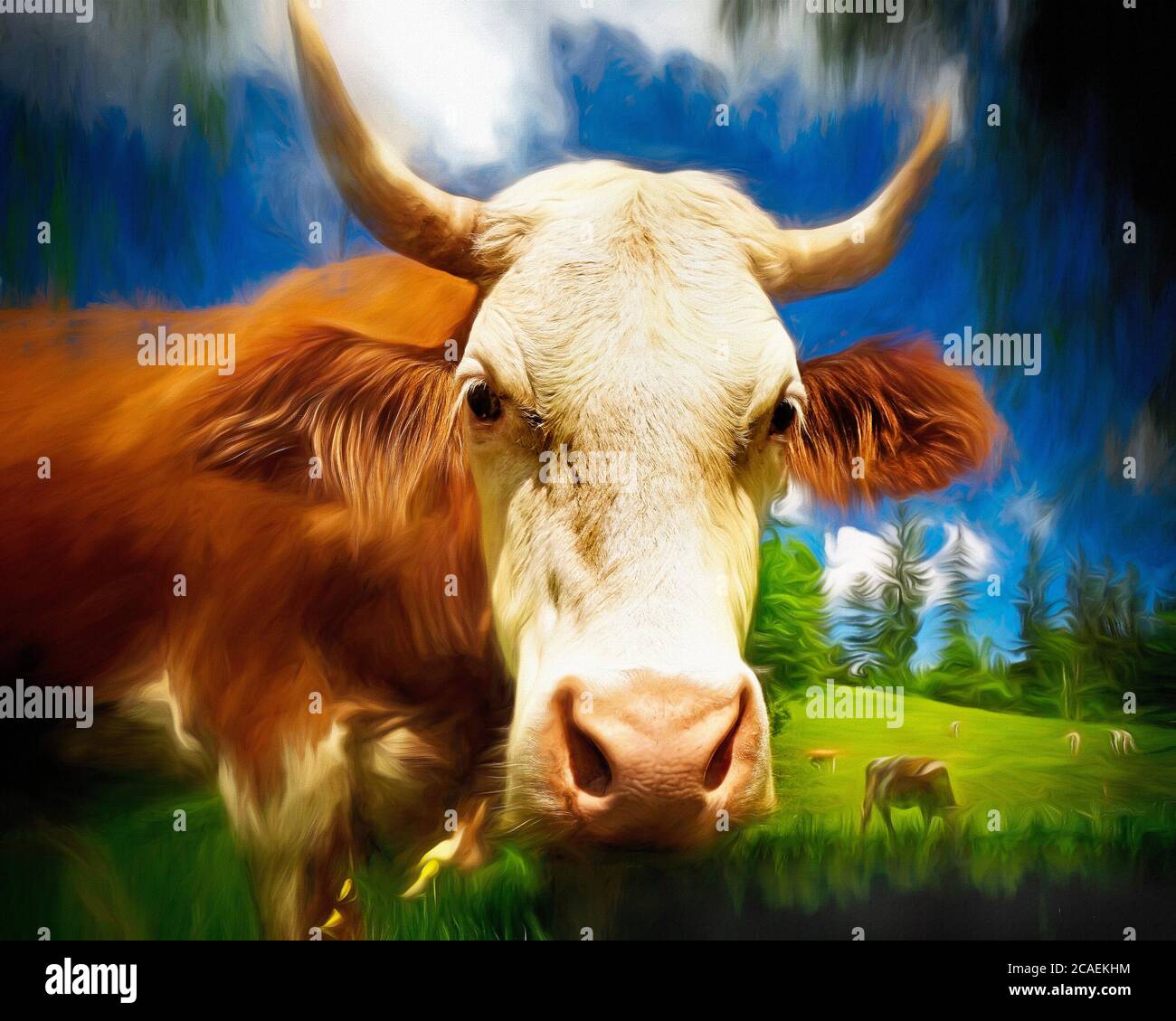ZEITGENÖSSISCHE KUNST: 'Cow Do You Do' von Edmund Nagele F.R.P.S. Stockfoto