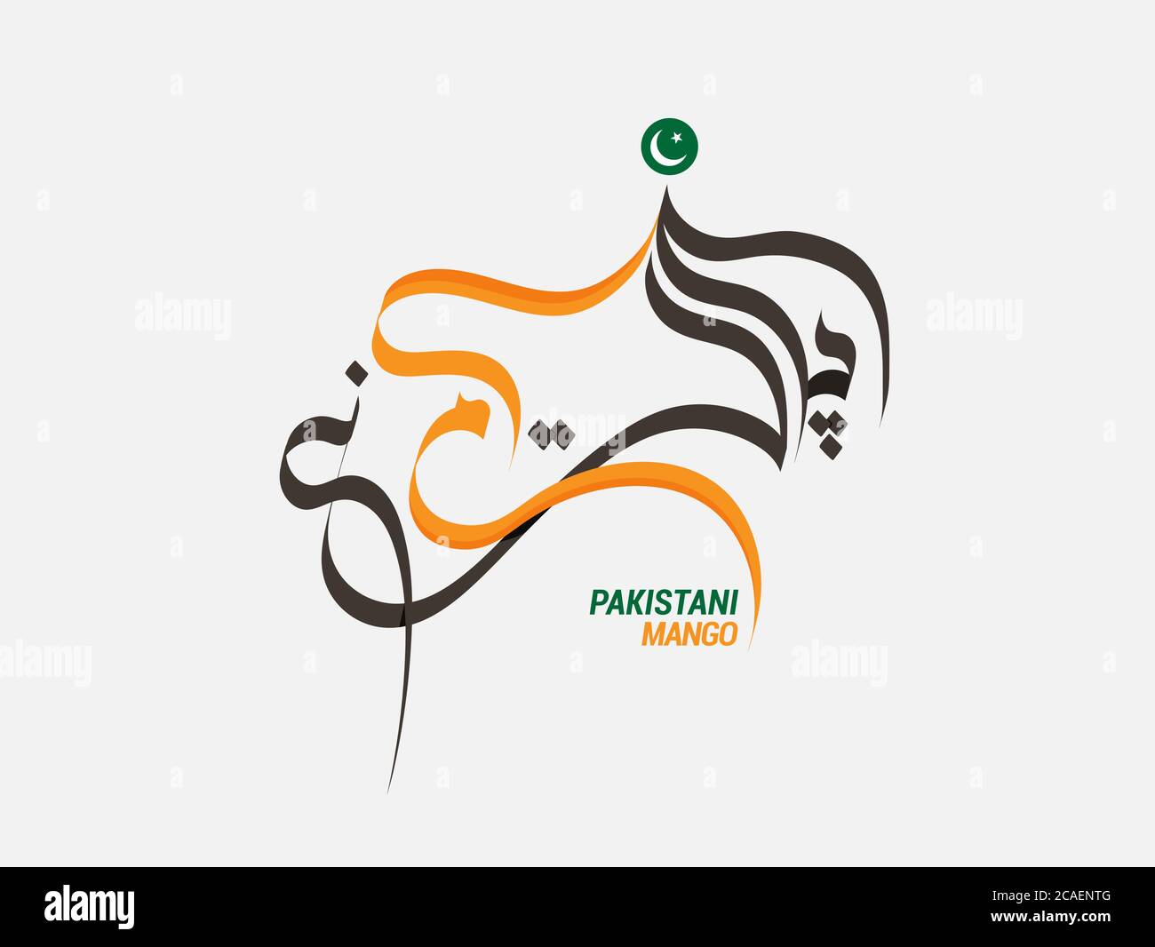 Pakistanischer Mango geschrieben in Urdu Kalligraphie. Stock Vektor