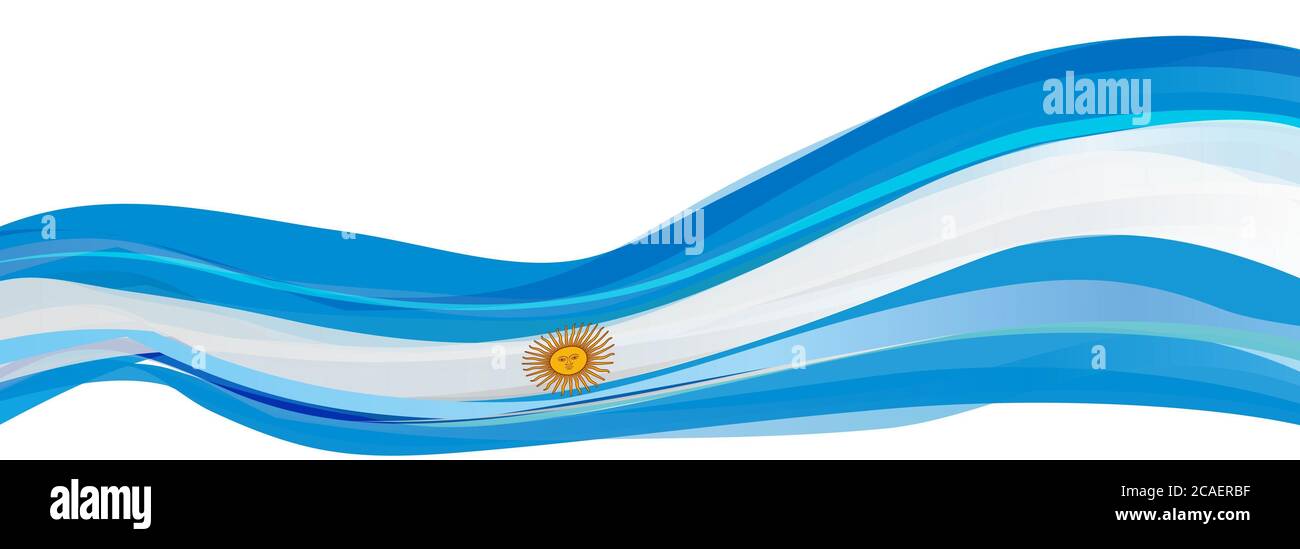Flagge Argentiniens, hellblau mit weißer Sonne Flagge Argentiniens Stockfoto