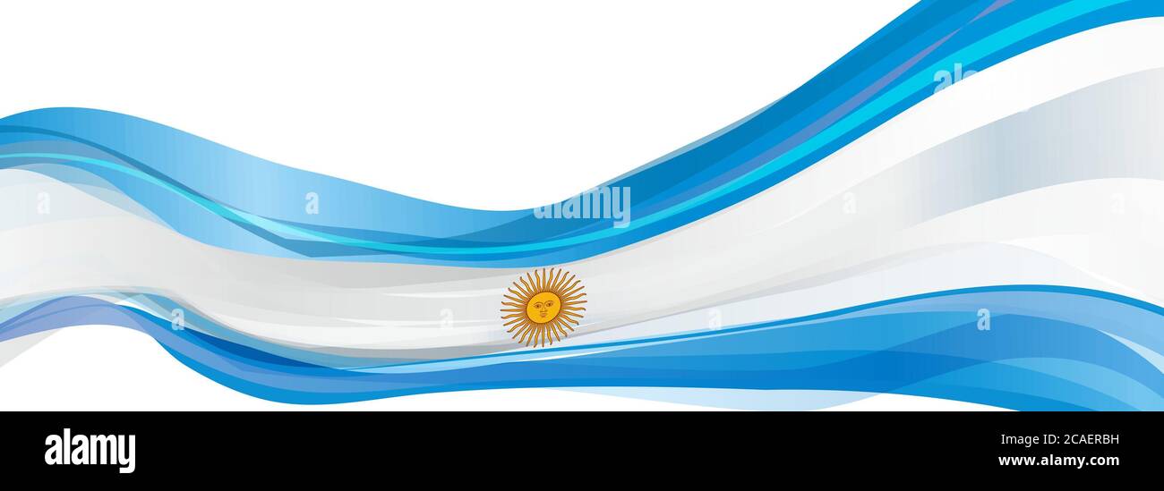 Flagge Argentiniens, hellblau mit weißer Sonne Flagge Argentiniens Stockfoto