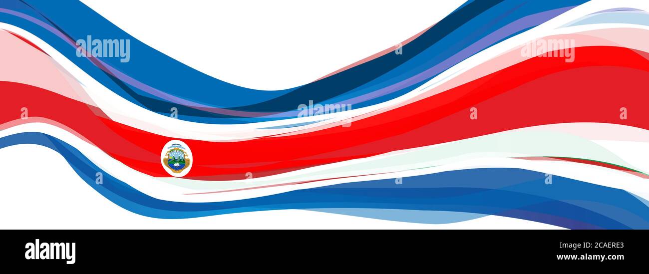 Flagge von Costa Rica, blau weiß rot Flagge der Republik Costa Rica Stockfoto