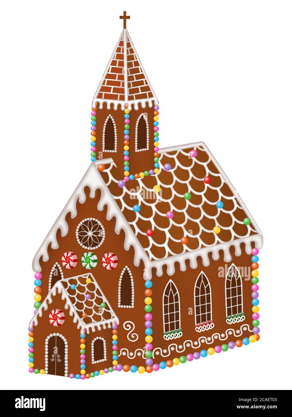 Lebkuchenkirche mit weihnachtskandeln Stockfoto