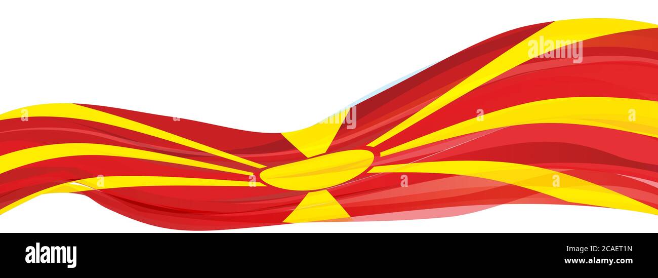 Flagge Mazedoniens, rot mit gelber Sonne Flagge der Republik Mazedonien Stockfoto