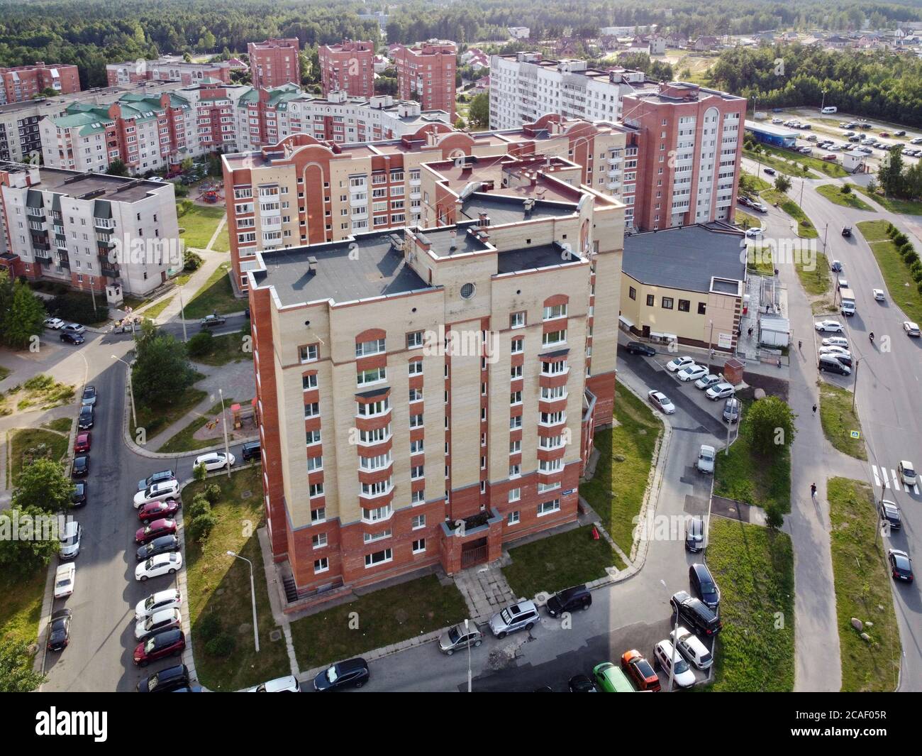 Sosnovy Bor, Leningrad, Russland. Luftaufnahme Stockfoto