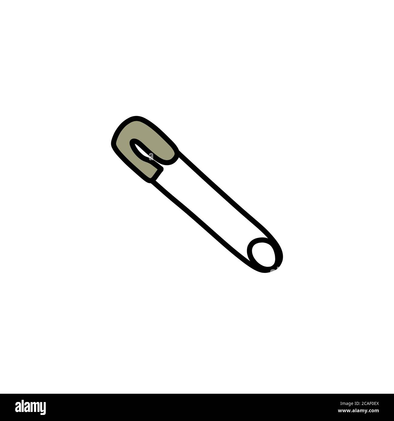 Nähen Sicherheitsnadel Doodle Symbol, Vektor-Farbe Illustration Stock Vektor