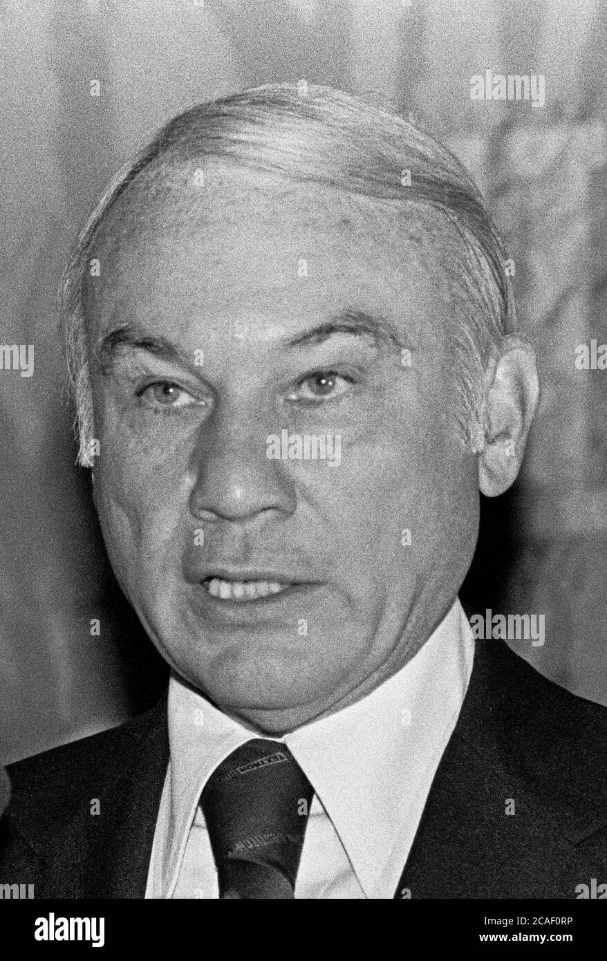 George William Miller, Vorsitzender der Federal Reserve, sprach im Juli 1979 im San Francisco Commonwealth Club Stockfoto