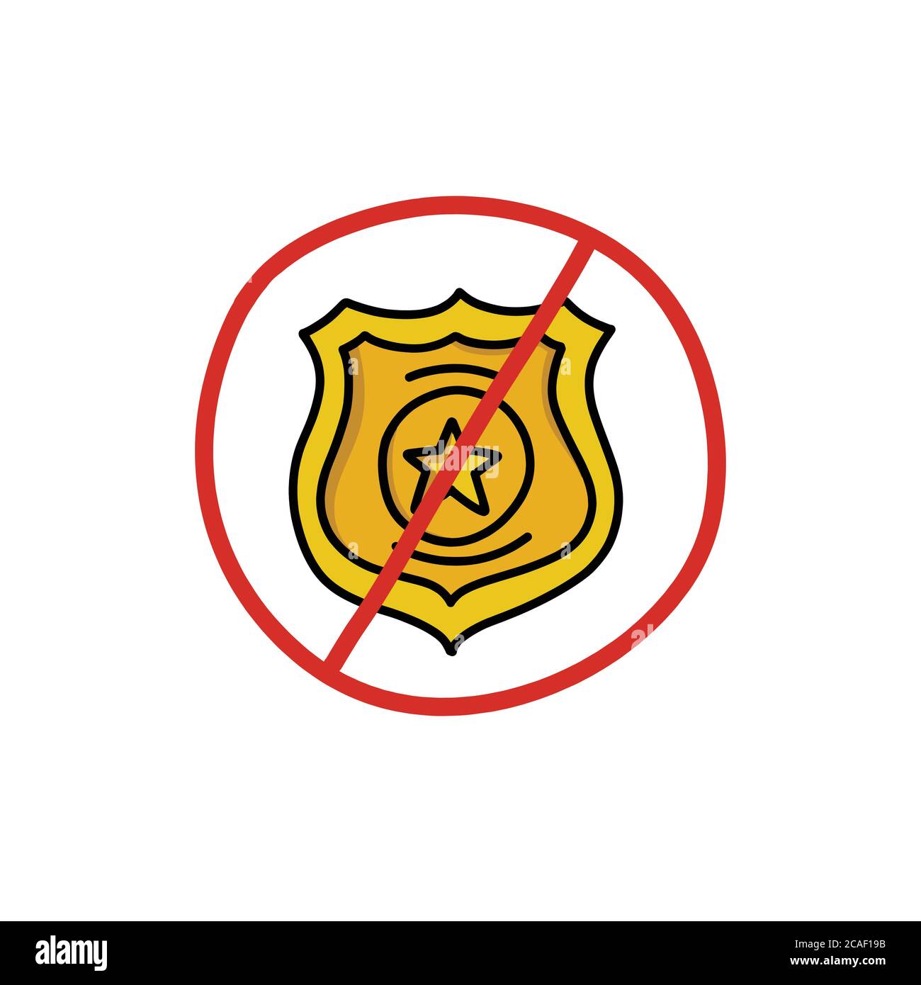 Verbotene Polizei Abzeichen Doodle Symbol, Vektor Farbe Illustration Stock Vektor
