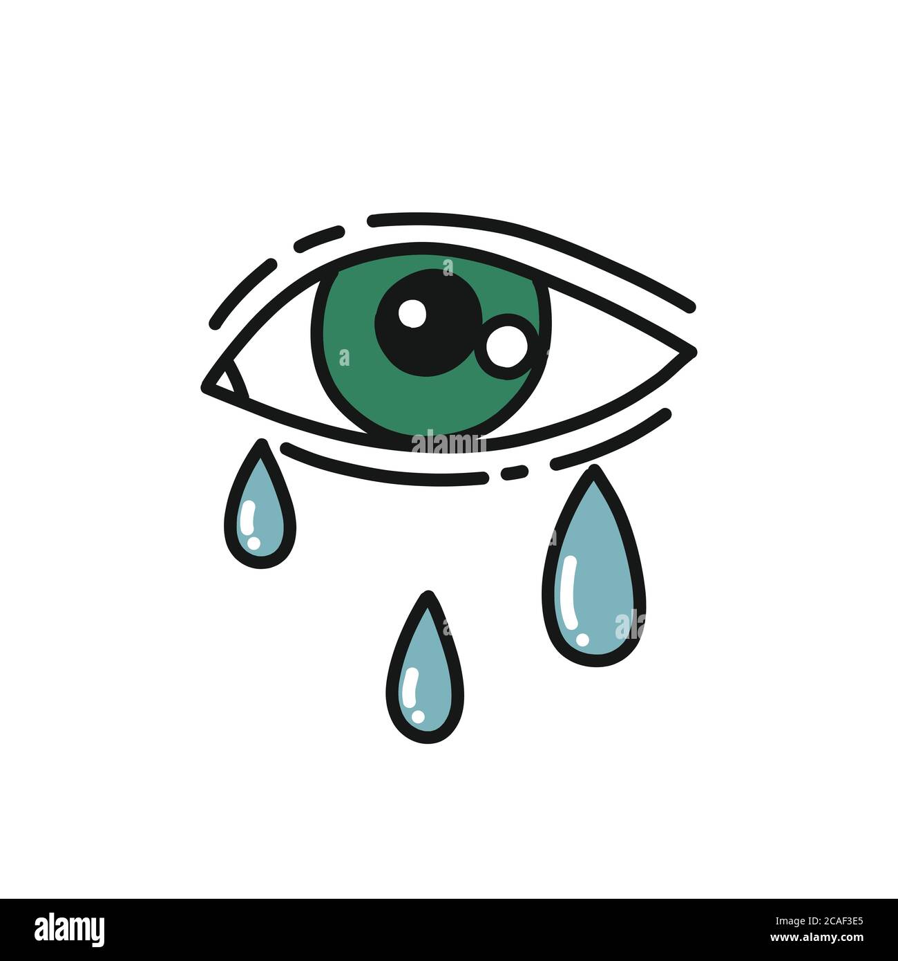 Tränende Augen Doodle Symbol, Vektor-Farbe Illustration Stock Vektor