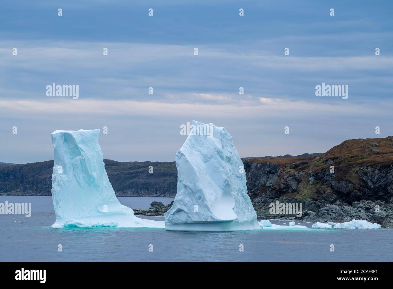 Eisberg in der Abenddämmerung, Goose Cove, Neufundland und Labrador NL, Kanada Stockfoto
