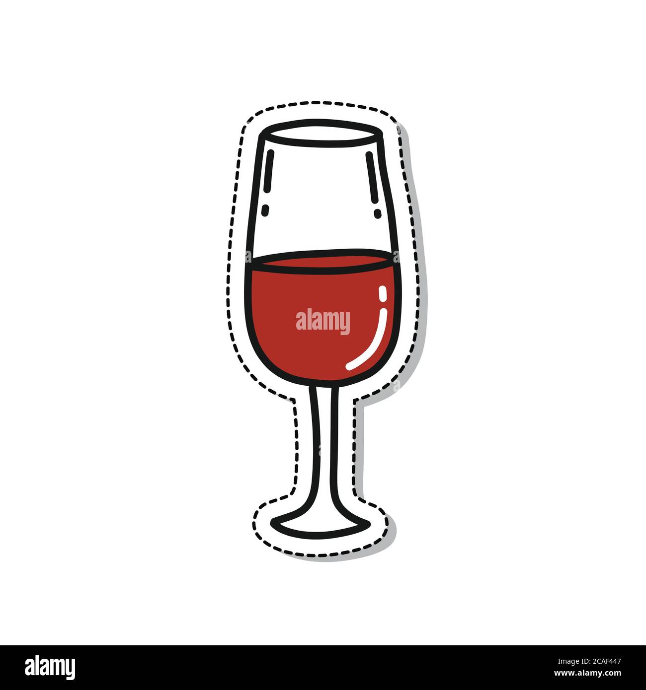 Glas Wein Doodle Symbol, Vektor-Illustration Stock Vektor