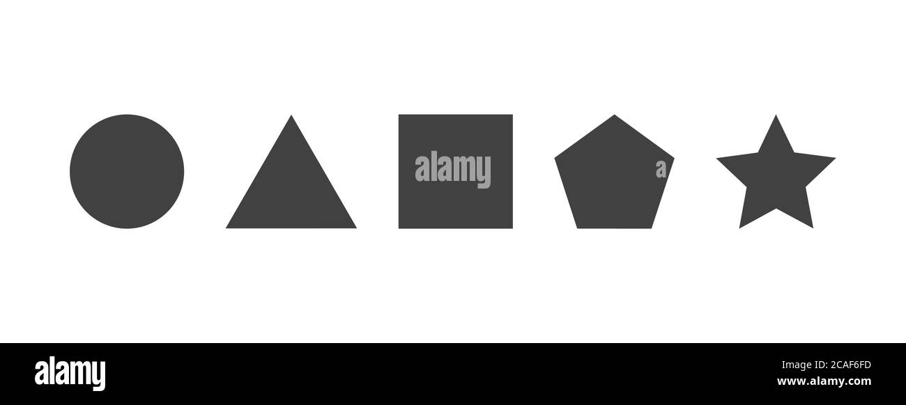 Geometrische Formen Symbole: Kreis, Dreieck, Quadrat, pentagon und Polygonstern. Vektorgrafik. Stock Vektor