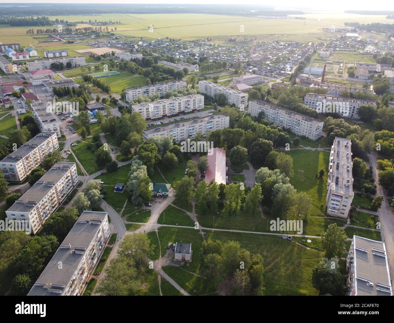 Begunitcy, Region Leningrad, Russland. Luftaufnahme Stockfoto