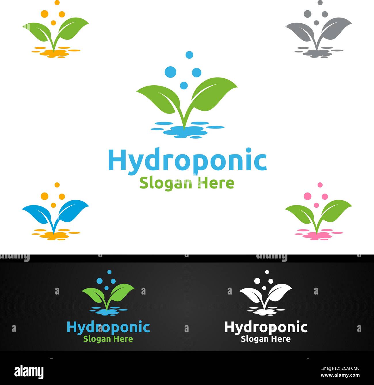 Wasser hydroponic Gärtner Logo mit Green Garden Umwelt oder botanische Landwirtschaft Vektor-Design Stock Vektor