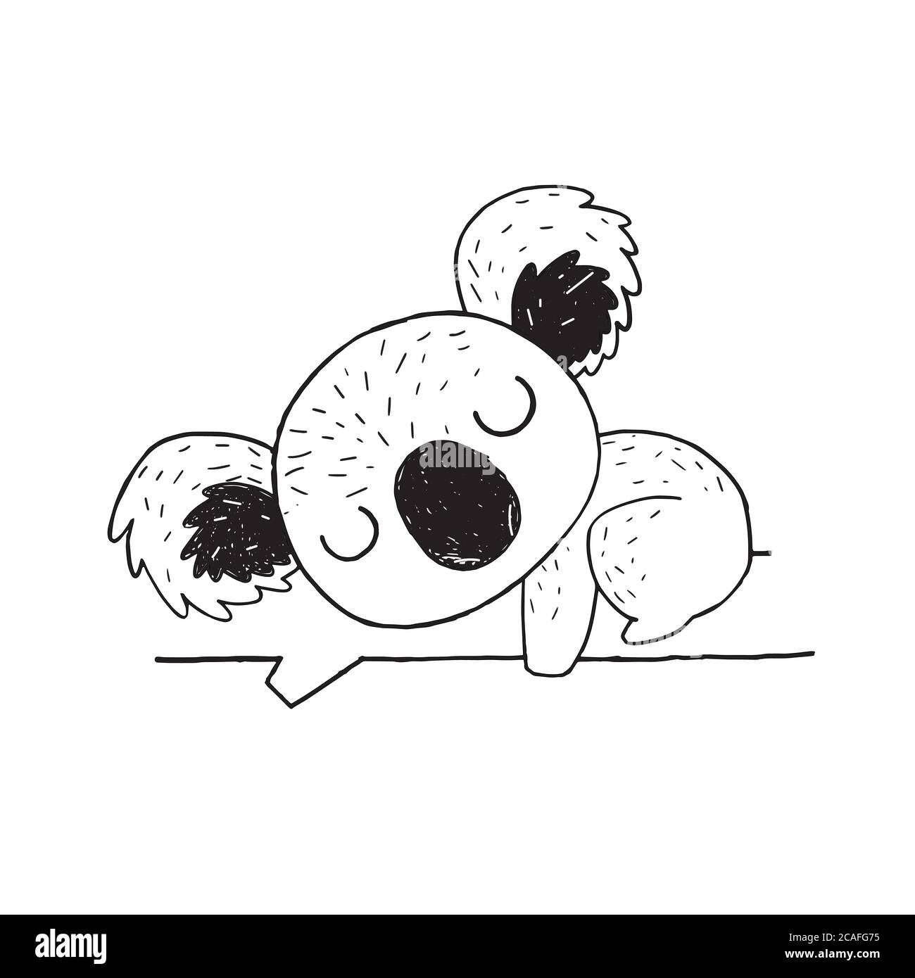 Lustige niedliche Koala Ruhe und schlafen auf einem Baum handgezeichneten Stil. Für Grußkarten, Dekorationen, Drucke, Banner. Vektorgrafik. Stock Vektor