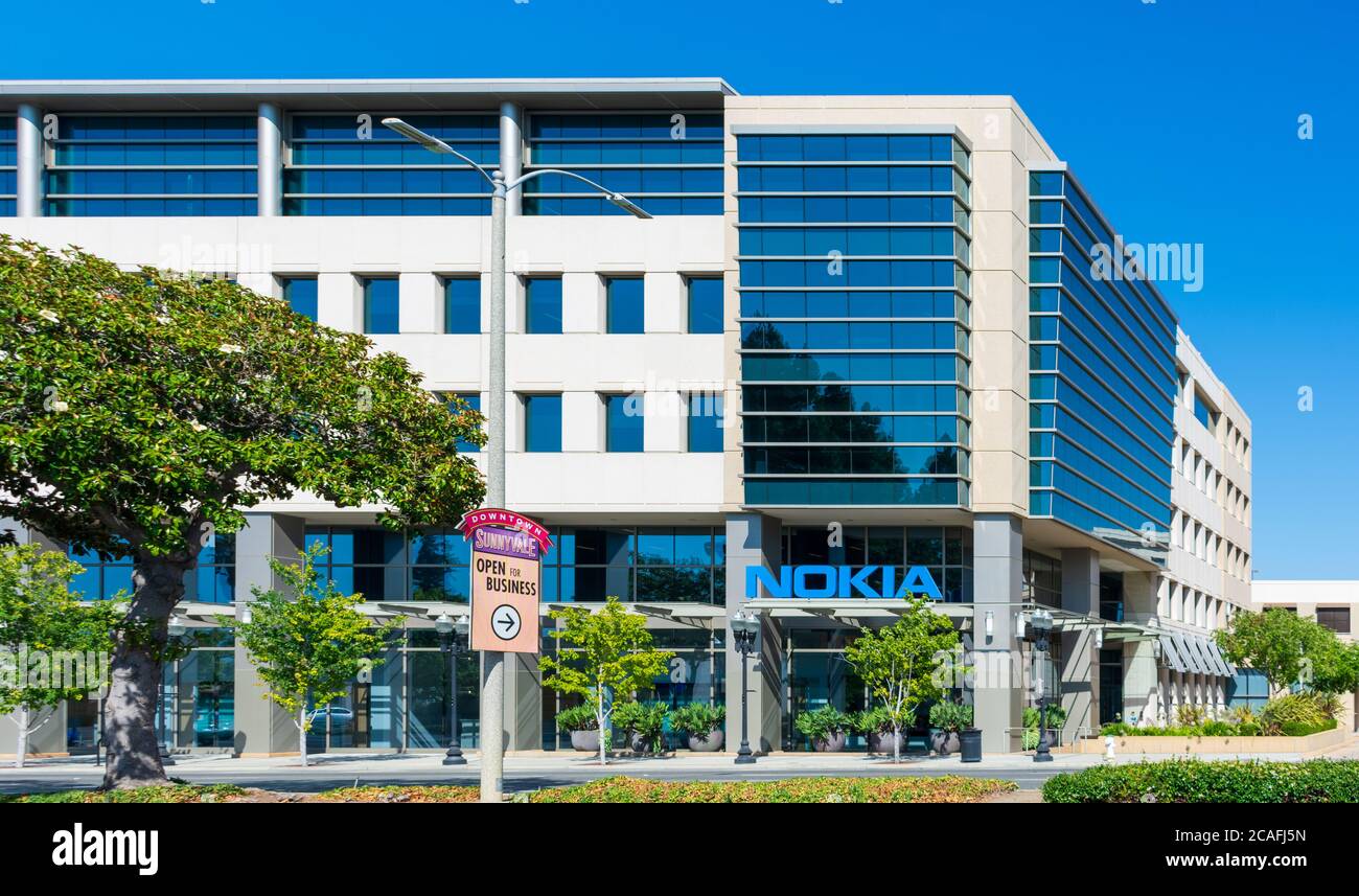 Nokia Firmengelände im Silicon Valley. Nokia ist Finnisch multinationale Telekommunikation, Informationstechnologie, Unterhaltungselektronik-Unternehmen - Su Stockfoto