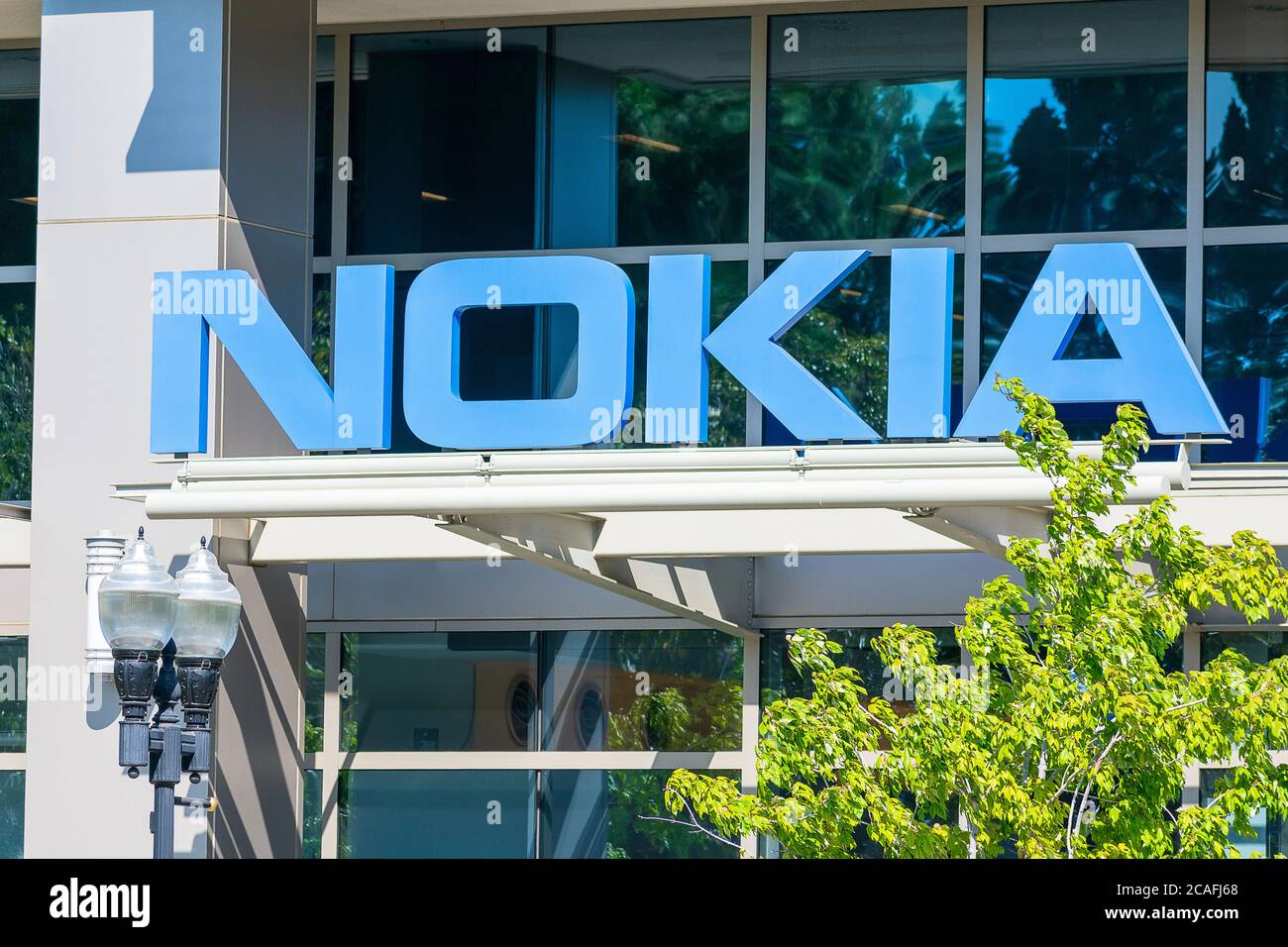 Nokia Firmengelände im Silicon Valley. Nokia ist Finnisch multinationale Telekommunikation, Informationstechnologie, Unterhaltungselektronik-Unternehmen - Su Stockfoto