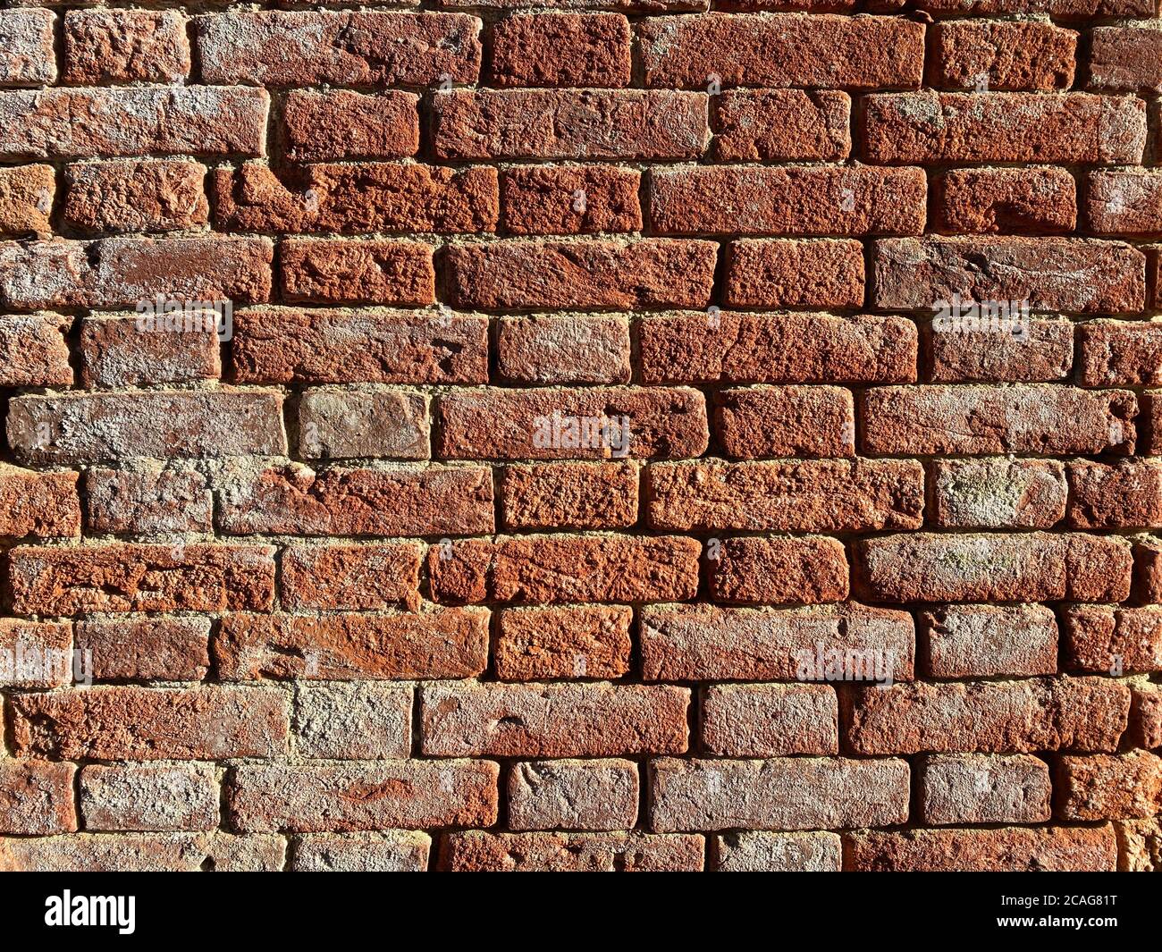 Alte rote Ziegelmauerwerk Nahaufnahme Hintergrund Stockfoto