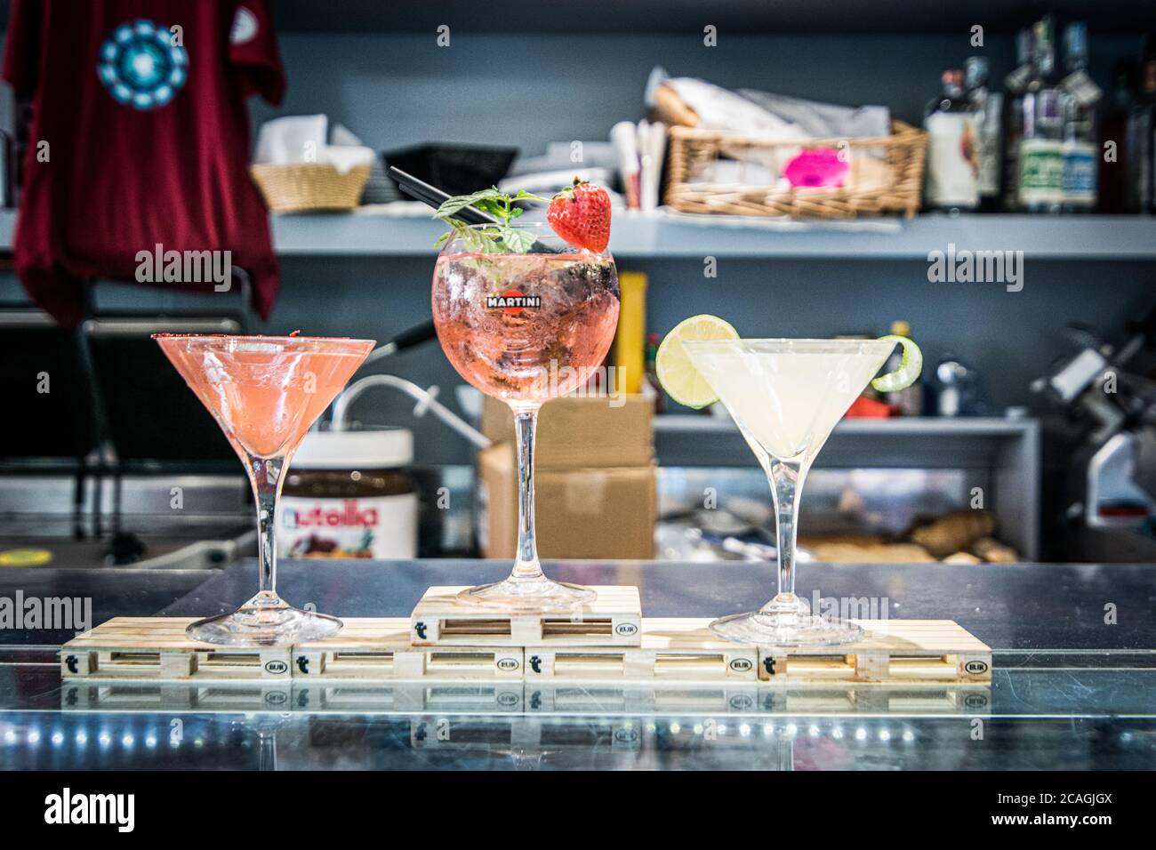 Getränke an der Bar Stockfoto