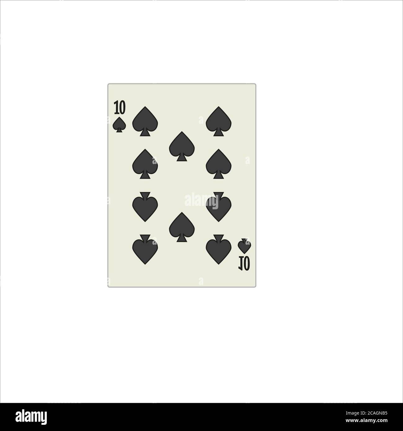 Abbildung einer 10 von Pik isoliert auf einem weißen Hintergrund Stockfoto