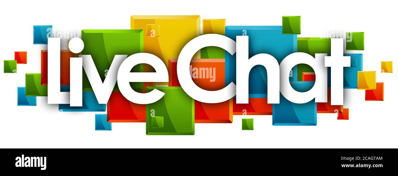 Live-Chat-Wort in Rechtecken Hintergrund Stockfoto