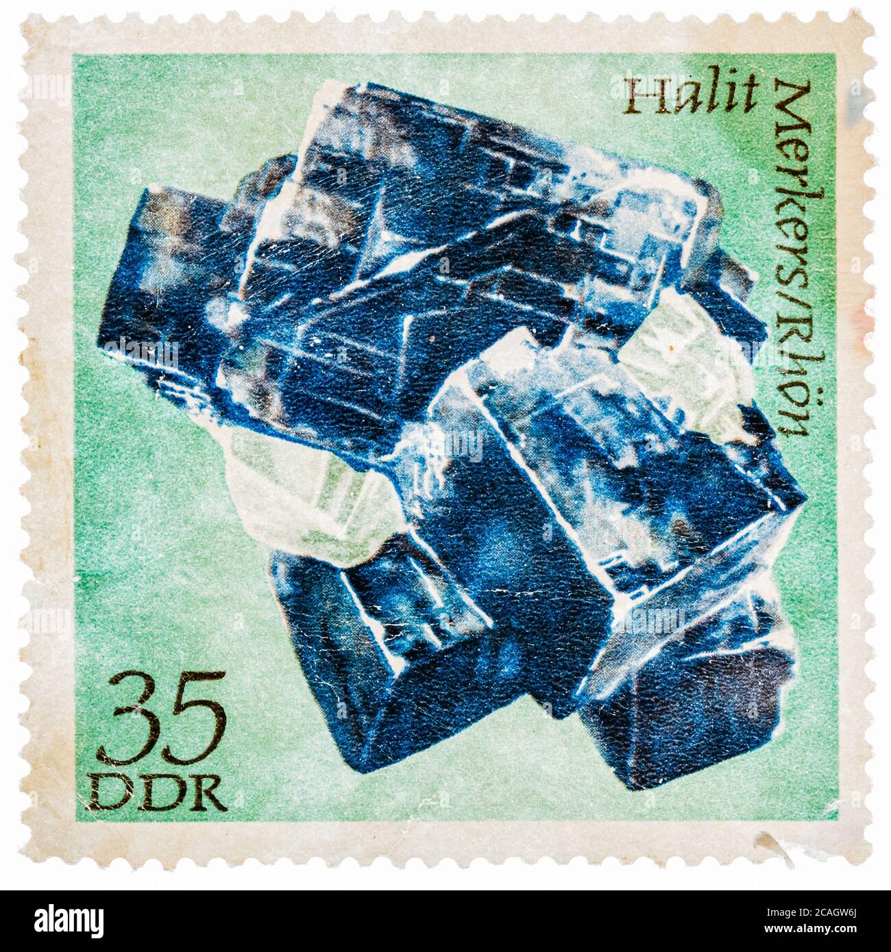 Die in der DDR gedruckte Briefmarke zeigt Halbedelstein Stockfoto