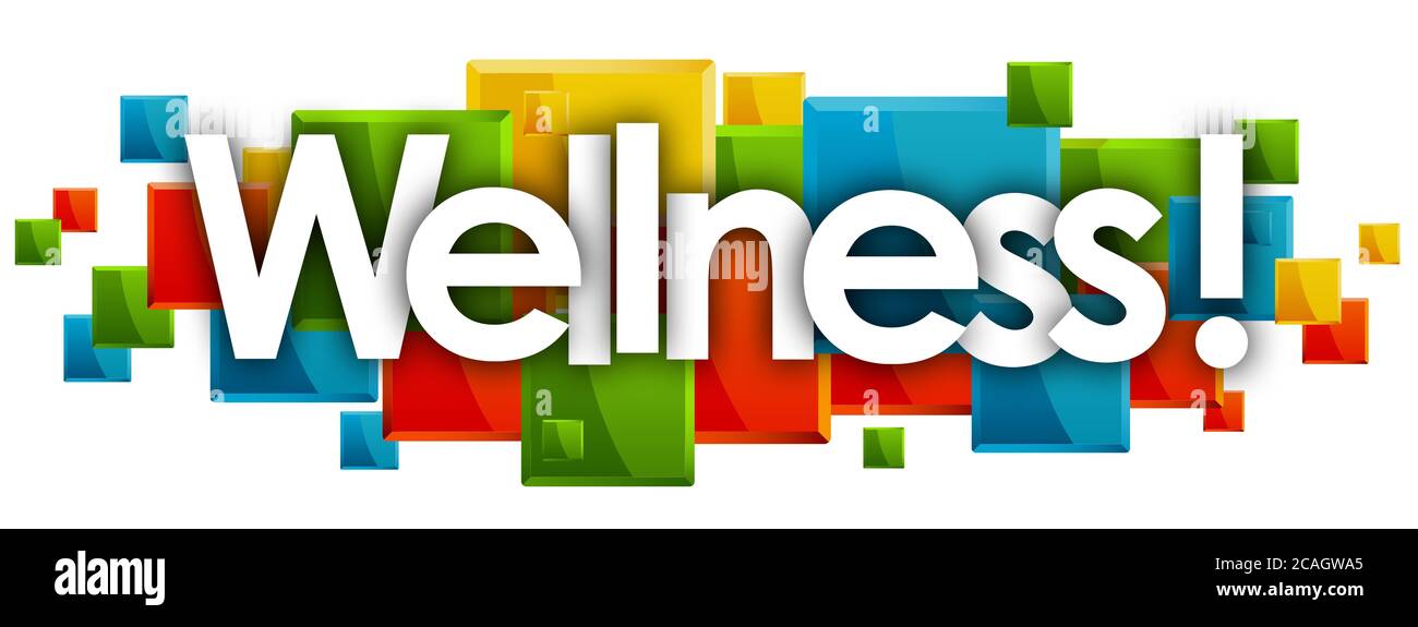 Wellness Wort in Rechtecken Hintergrund Stockfoto