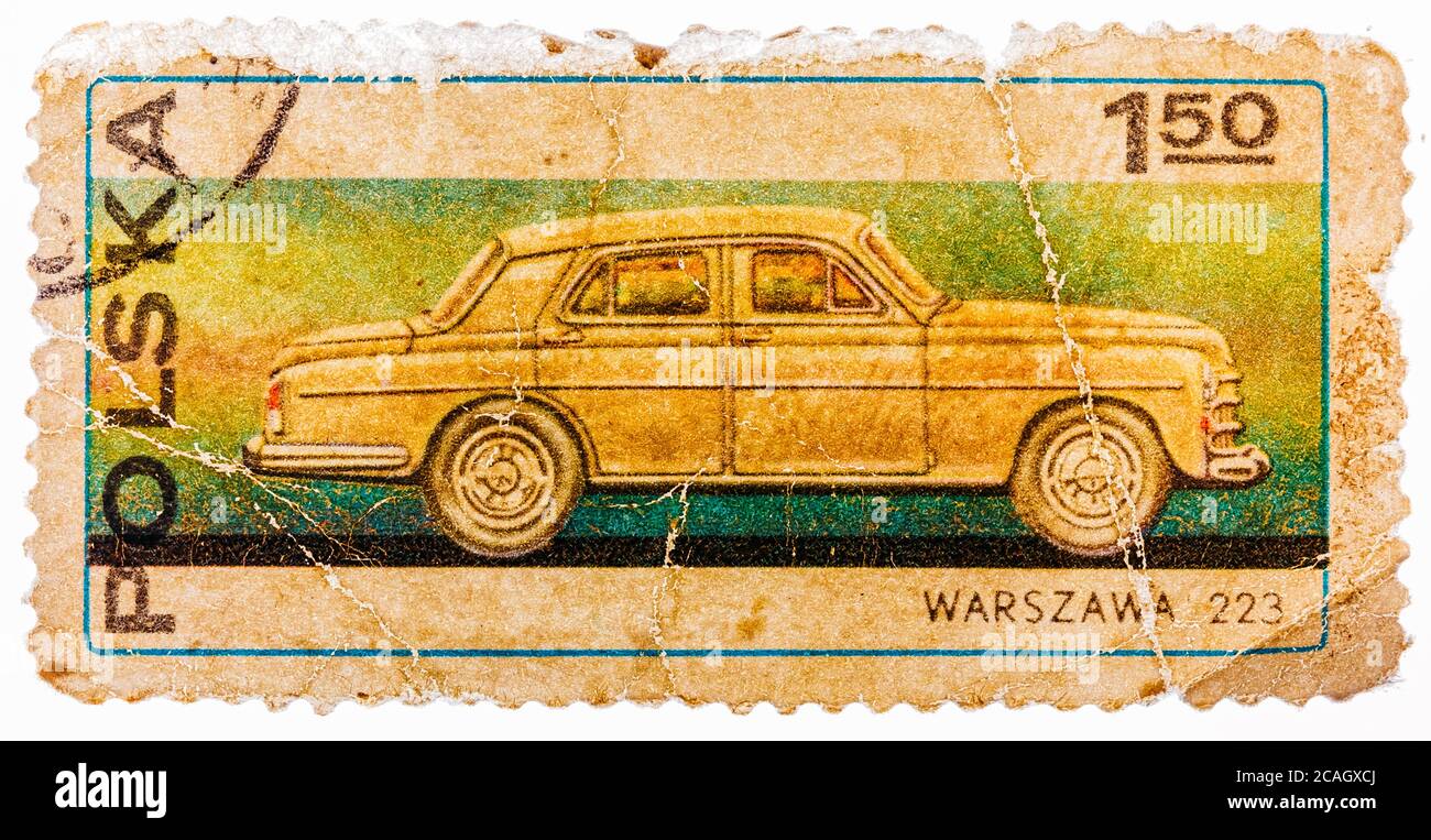 Briefmarke in POLEN zeigt PKW Warszawa 223 Stockfoto