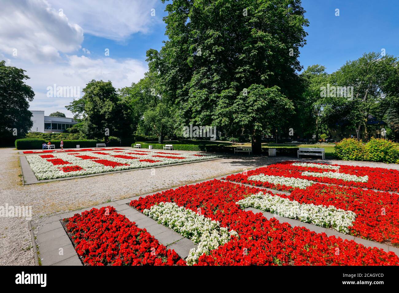 19.06.2020, Oberhausen, Nordrhein-Westfalen, Deutschland - Blumenbeete im Grillopark am Rathaus. 00X200619D003CAROEX.JPG [MODELLVERSION: NEIN, P Stockfoto