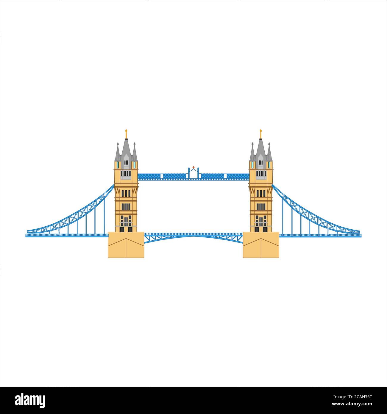 Illustration der London Tower Brücke isoliert auf weißem Hintergrund Stockfoto