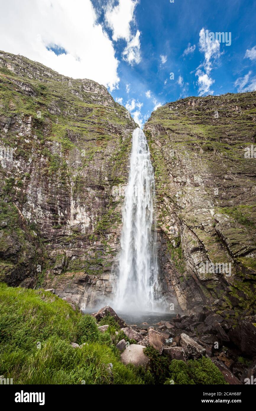 Casca D'anta Wasserfälle - Serra da Canastra Nationalpark - Minas Gerais - Brasilien Stockfoto