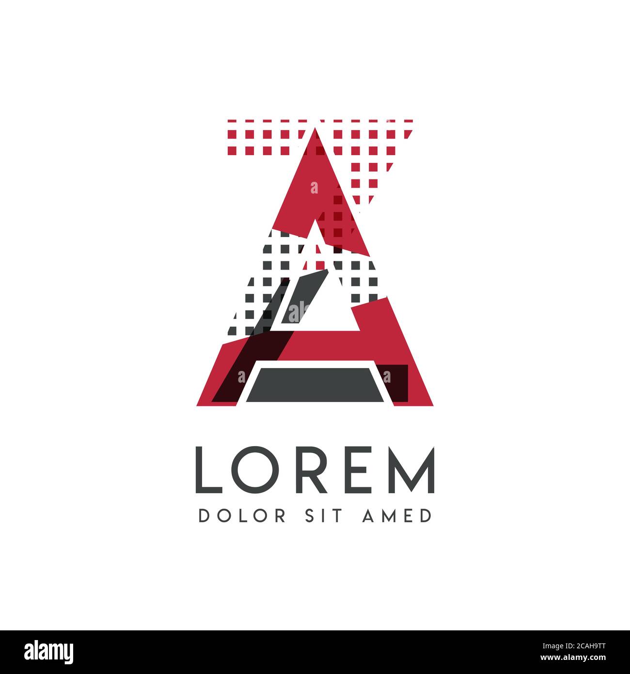 ZA-Logo in Grau und Rot, das für kreative Industrien und den Papierdruck verwendet werden kann. AZ-Logo ist mit Blasen und Punkten gefüllt, kann ich angewendet werden Stock Vektor