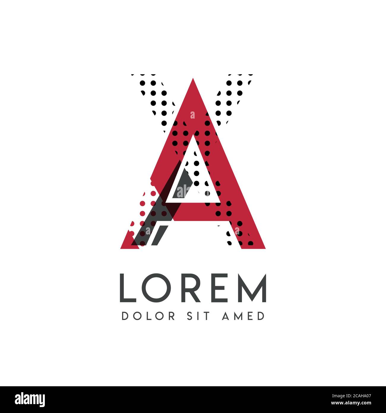 XA-Logo mit grauer und roter Farbe, das für kreative Industrien und den Papierdruck verwendet werden kann. AX-Logo ist mit Blasen und Punkten gefüllt, kann ich angewendet werden Stock Vektor