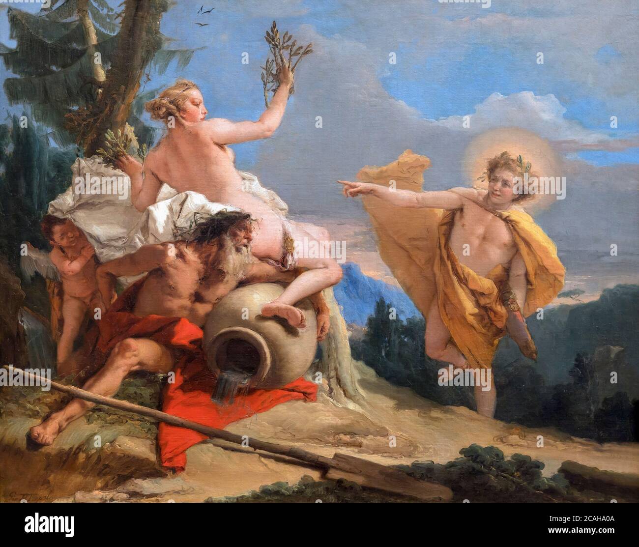 Apollo verfolgt das Programm Daphne, Giovanni Battista Tiepolo, circa 1755, National Gallery, Washington DC, USA, Nordamerika Stockfoto