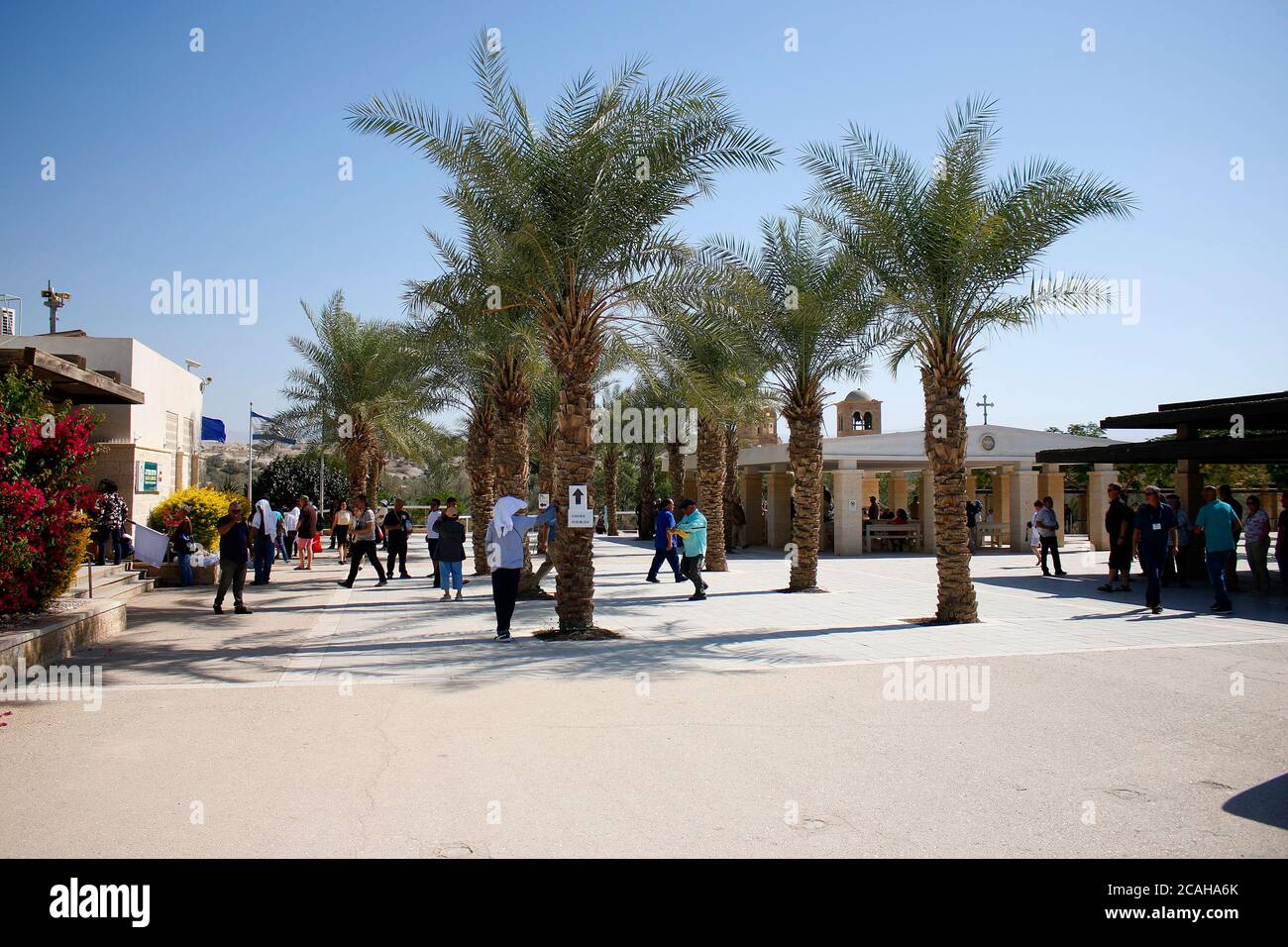 Qasr el Yahud, grenzuebergang zwischen dem Westjordanland und Jordanien, Fluss Jordan bei Jericho, Westbank/Westjordanland, Palaestinensische Autonom Stockfoto