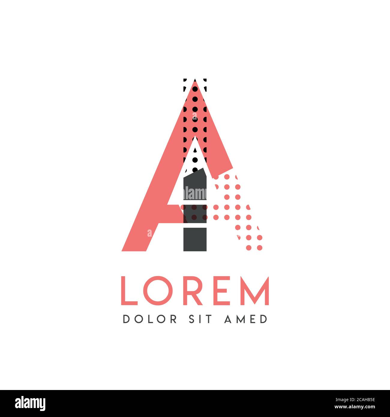 IA modernes Logo-Design mit grau und rosa Farbe, die für kreative Unternehmen und Werbung verwendet werden können. AI-Logo ist mit Blasen und Punkten gefüllt, kann sein Stock Vektor