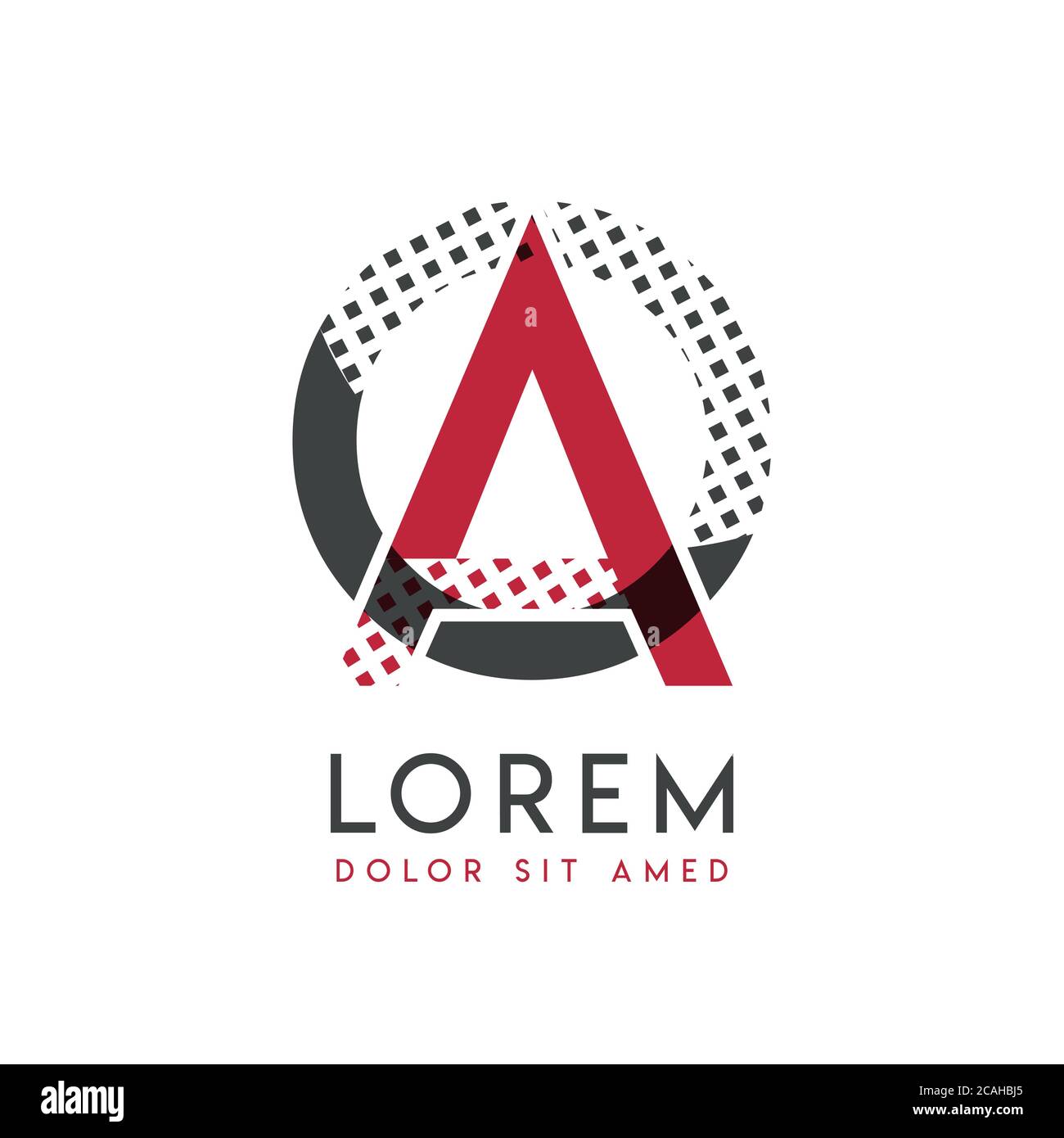 OA-Logo mit grauer und roter Farbe, das für kreative Industrien und den Papierdruck verwendet werden kann. AO Logo ist mit Blasen und Punkten gefüllt, kann ich aufgetragen werden Stock Vektor