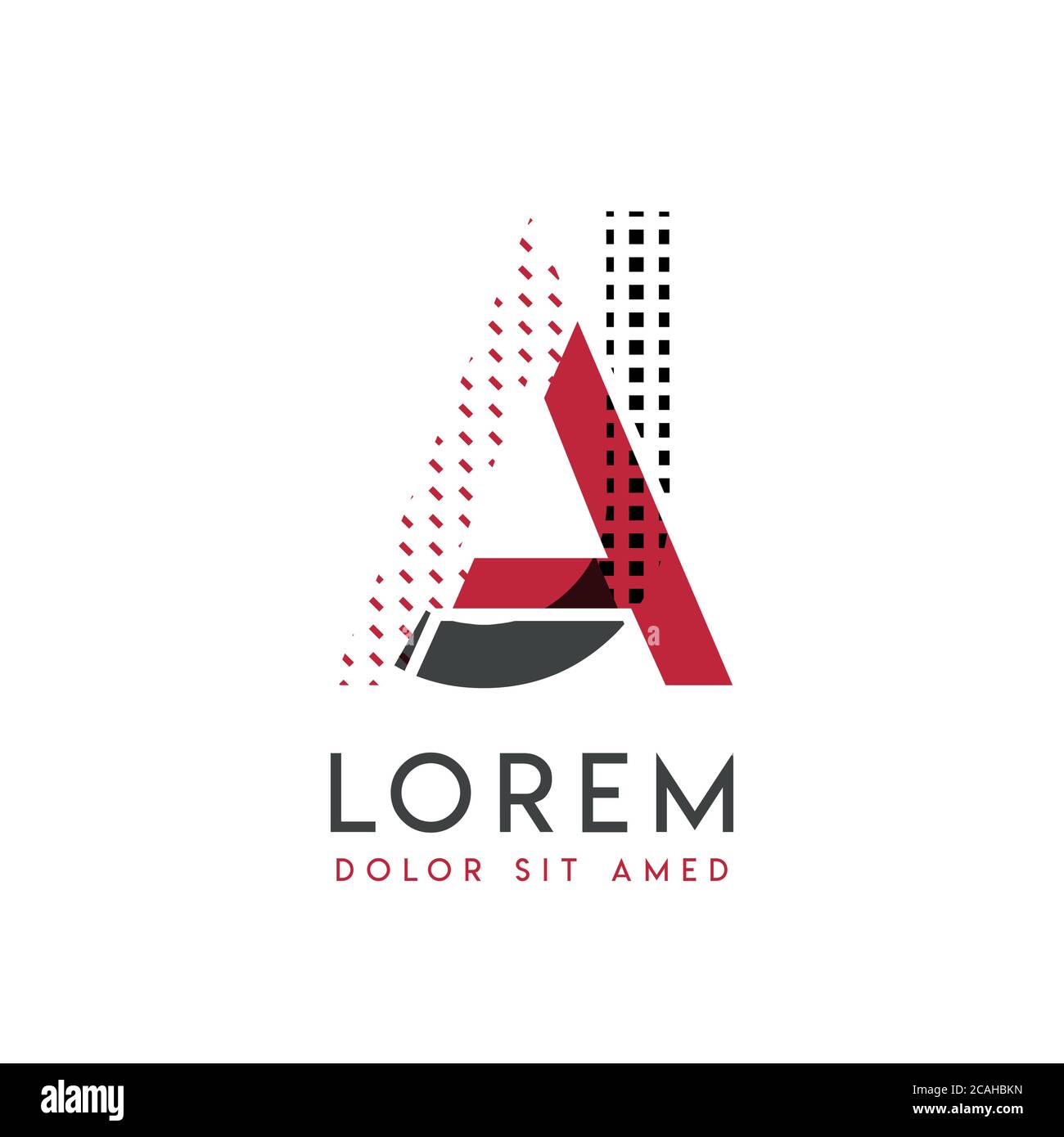 JA-Logo mit grauer und roter Farbe, das für kreative Industrien und den Papierdruck verwendet werden kann. AJ Logo ist mit Blasen und Punkten gefüllt, kann ich angewendet werden Stock Vektor