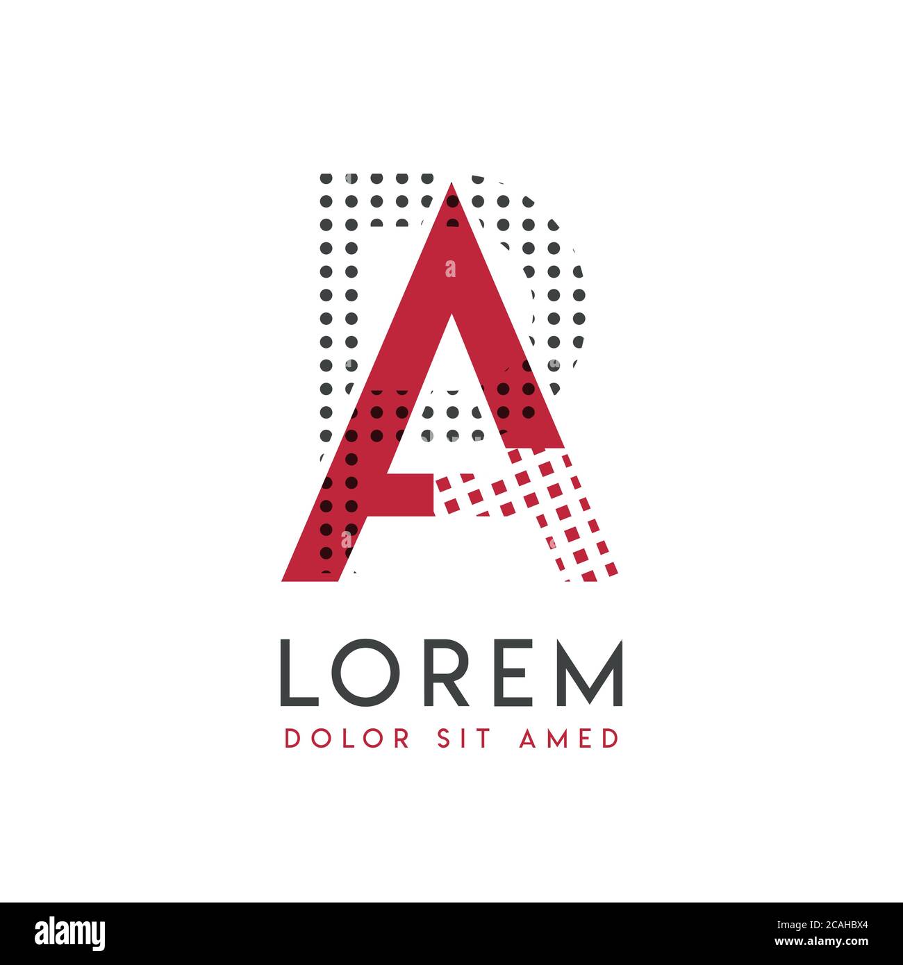 PA-Logo mit grauer und roter Farbe, das für kreative Industrien und den Papierdruck verwendet werden kann. AP-Logo ist mit Blasen und Punkten gefüllt, kann ich angewendet werden Stock Vektor