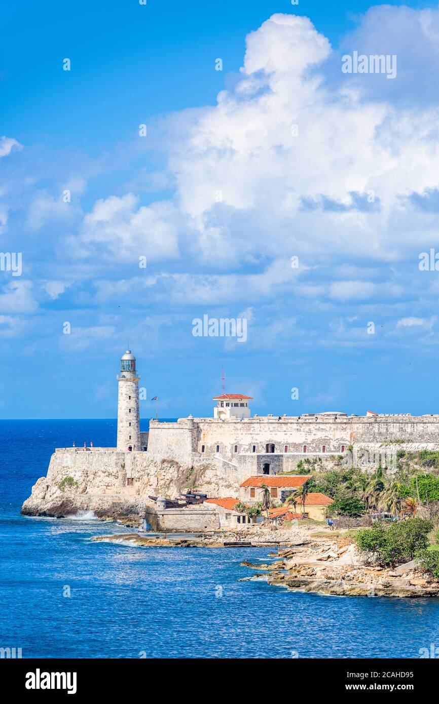 Havanna, Kuba Light House von La Cabana Fort. Stockfoto