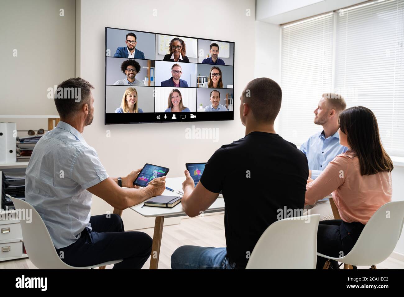 Online-Videokonferenz Schulung Business Meeting In Office Stockfoto