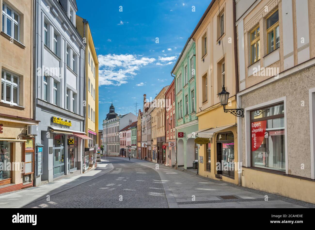 Ulice Vodni, Straße in Kromeriz, Mähren, Region Zlin, Tschechische Republik Stockfoto