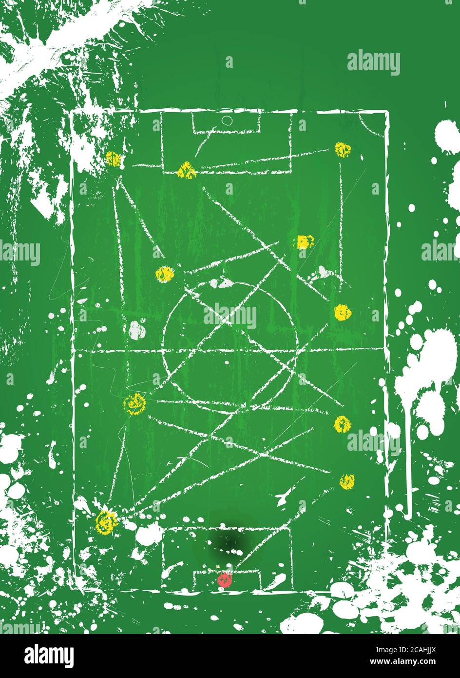 Fußball o. Fußball taktisches Diagramm, Grunge-Stil, Vektor Stock Vektor