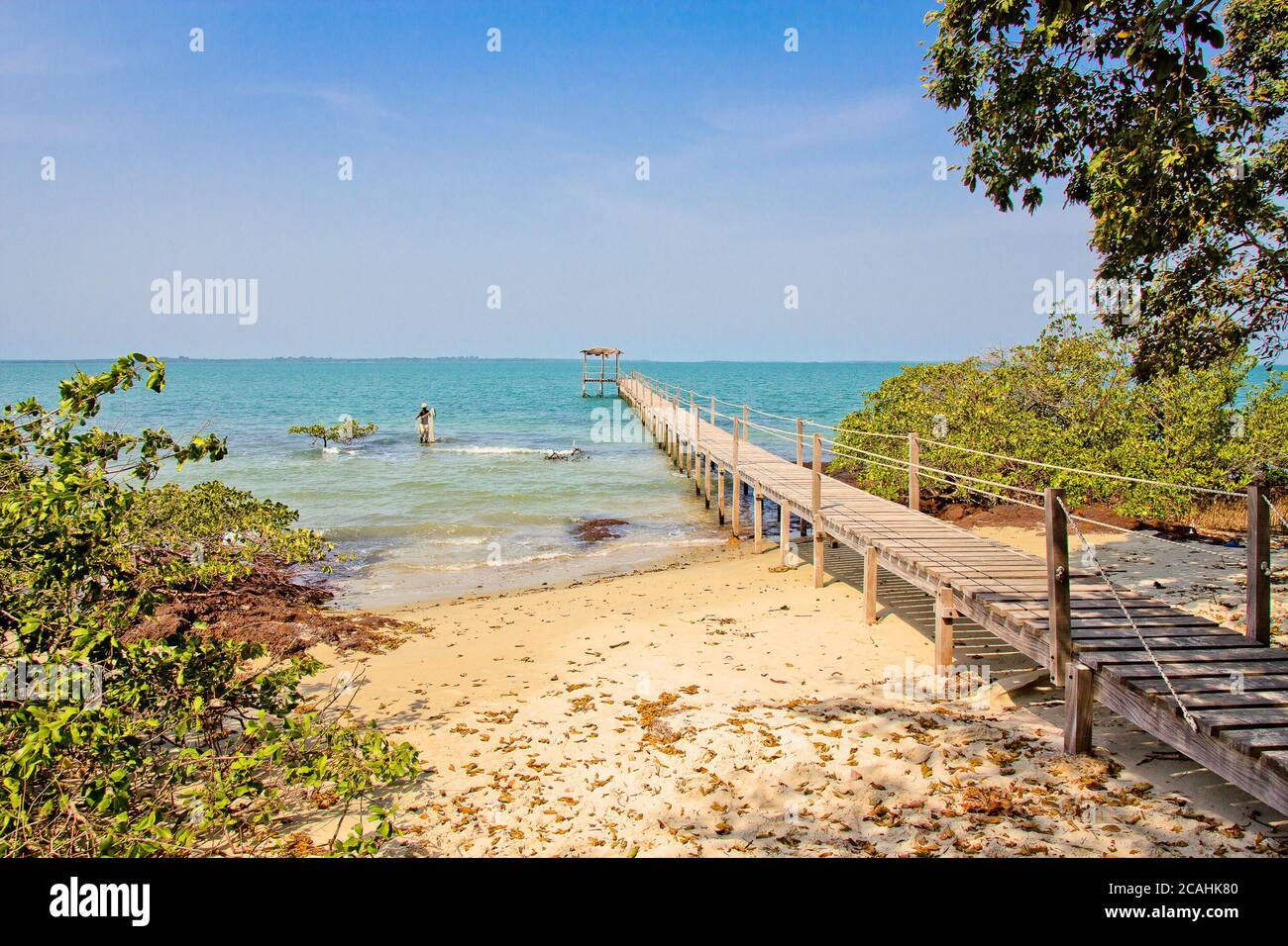 Verrechnung an der Pier Stockfoto