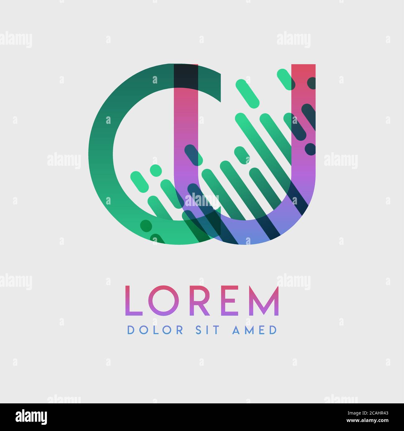 CU-Logo mit dem Thema Galaxie Geschwindigkeit und Stil, die für kreative und Business-Branchen geeignet ist. UC Letter Logo-Design für alle Webseitenmedien und Stock Vektor