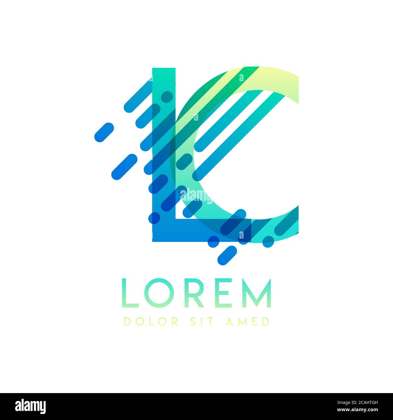 LC-Logo mit dem Thema Galaxie Geschwindigkeit und Stil, die für kreative und Business-Branchen geeignet ist. CL Letter Logo Design für alle Webseiten Medien und Stock Vektor