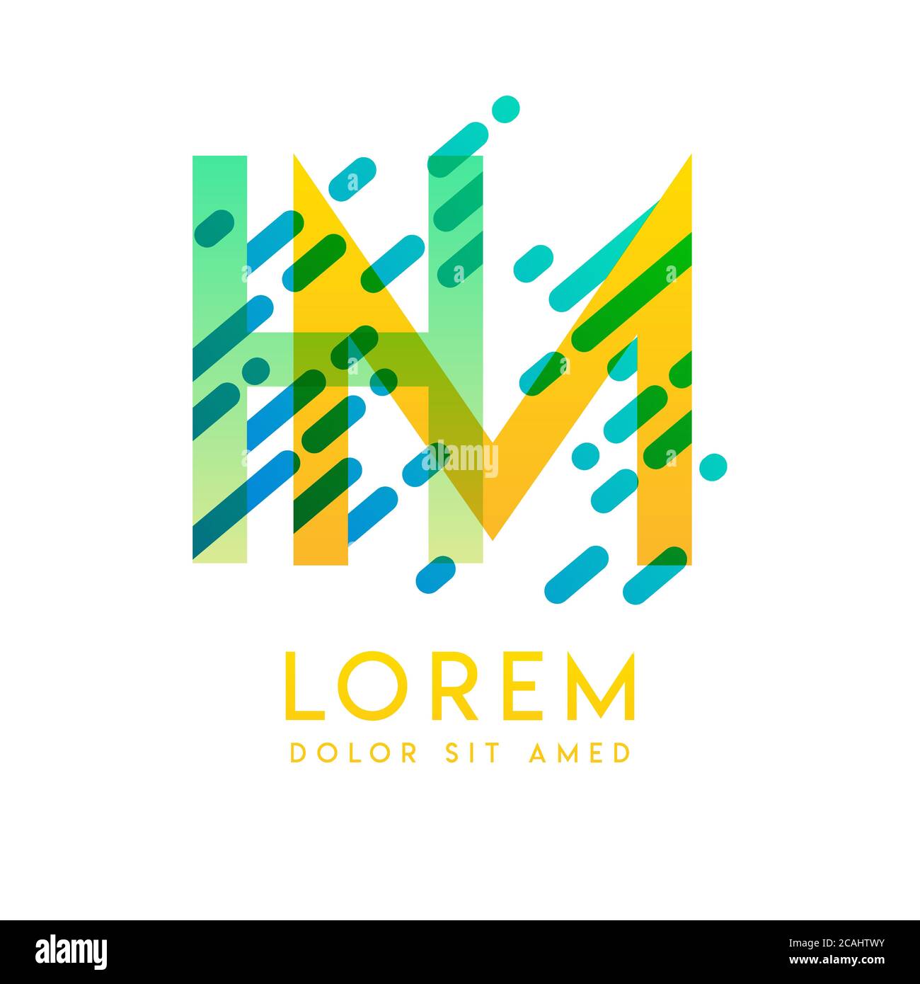 HM-Logo mit dem Thema Galaxie Geschwindigkeit und Stil, die für kreative und Business-Branchen geeignet ist. MH Letter Logo Design für alle Webseitenmedien und Stock Vektor