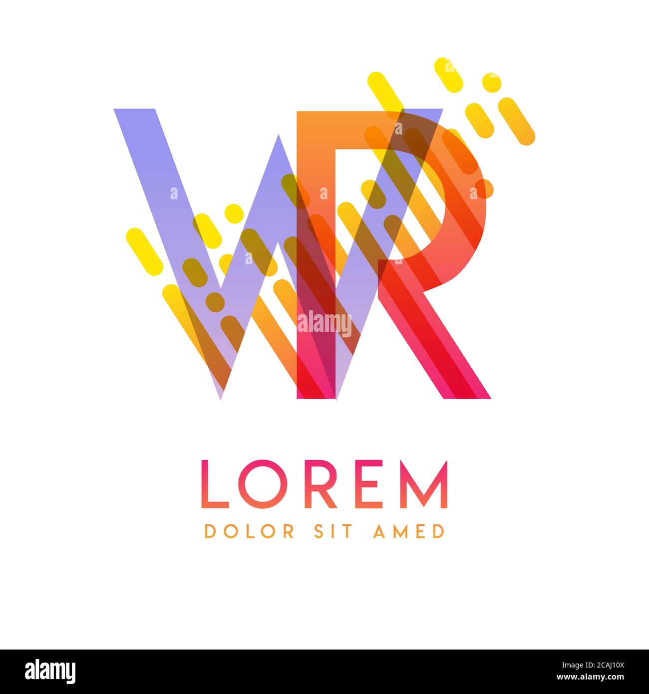 RW-Logo mit dem Thema Galaxie Geschwindigkeit und Stil, die für die kreative und Business-Industrie geeignet ist. WR Letter Logo Design für alle Webseitenmedien und Stock Vektor
