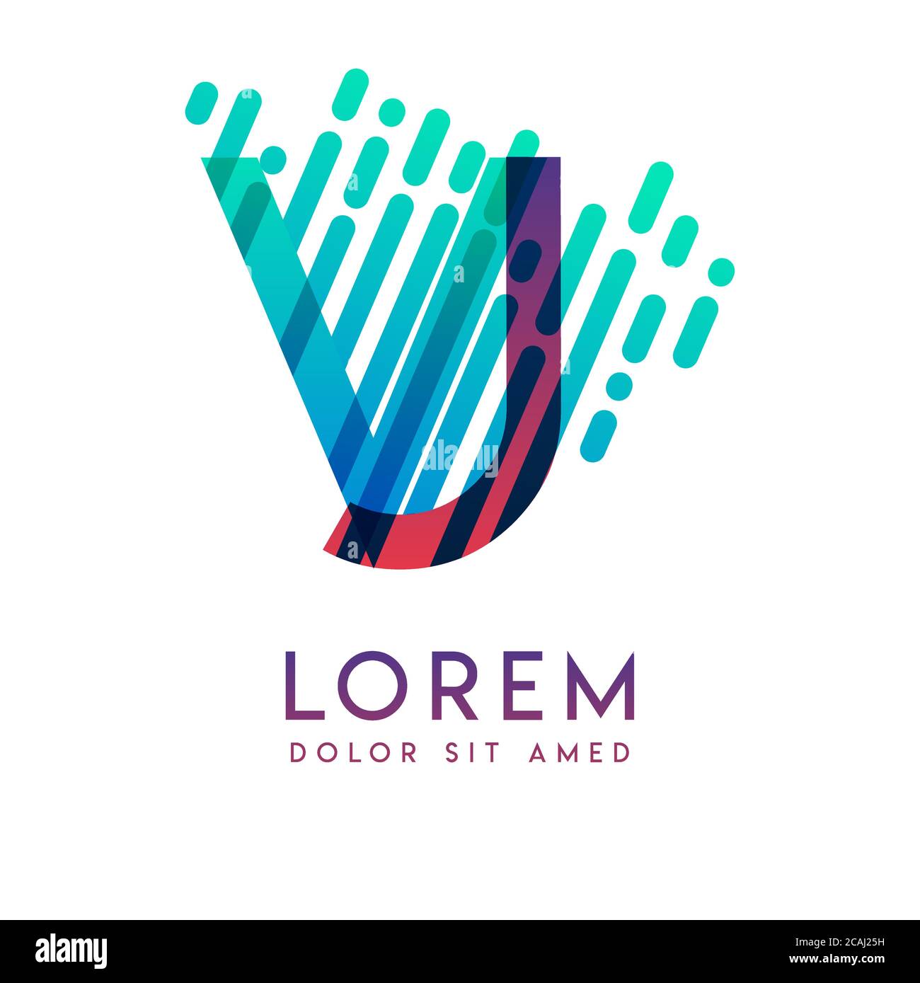 VJ-Logo mit dem Thema Galaxie Geschwindigkeit und Stil, die für kreative und Business-Branchen geeignet ist. JV Letter Logo Design für alle Webseiten Medien und Stock Vektor